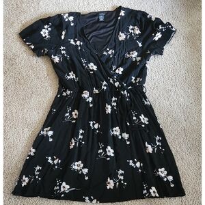 Rue21 Black Floral Faux Wrap Dress
